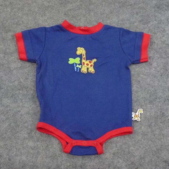 Baby Okie Dokie One Piece Baby 3 - 6 Months Short Sleeve‎ Ringer Giraffe Vintage - Picture 1 of 11